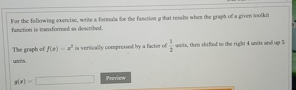 Solved For the following exercise, graph the given function. | Chegg.com