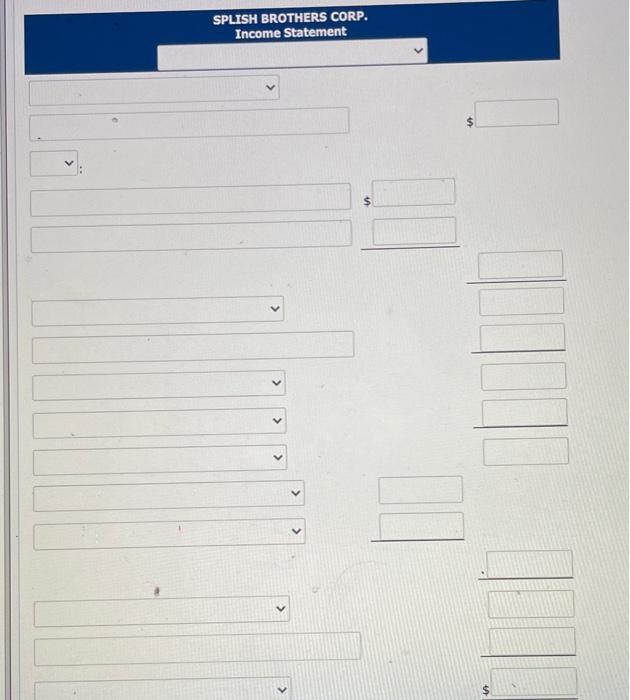 Solved The following information is available for Splish | Chegg.com