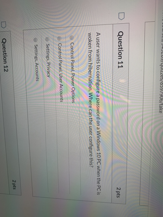 Solved 09790b/take Question 11 2 pts A user wants to | Chegg.com