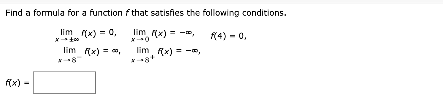 Solved Find a formula for a function f ﻿that satisfies the | Chegg.com