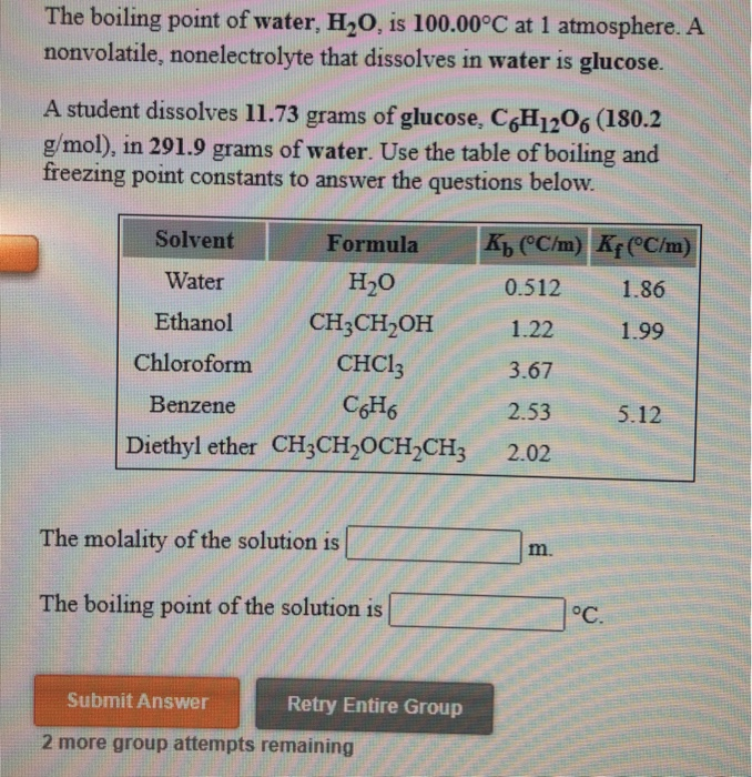 Solved The freezing point of benzene C&His 5.50°C at 1