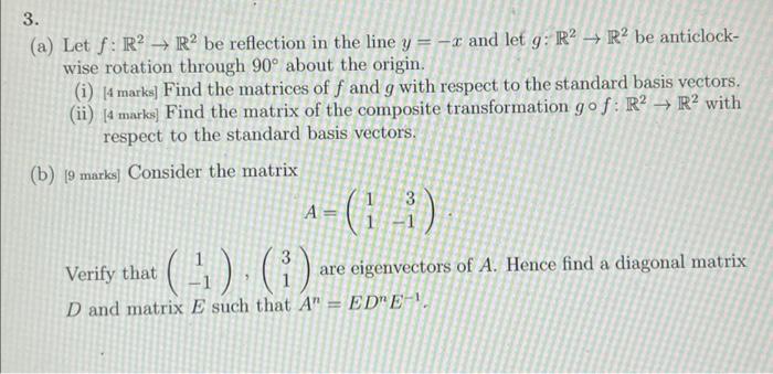 Solved A Let F R2→r2 Be Reflection In The Line Y −x And