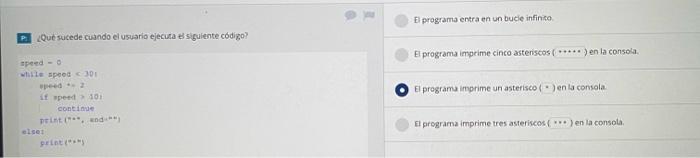 Dl programa entra en un bucie infinto P. ¿Que sucede cuando el usuatio ejeciga bs sigulente codigo?