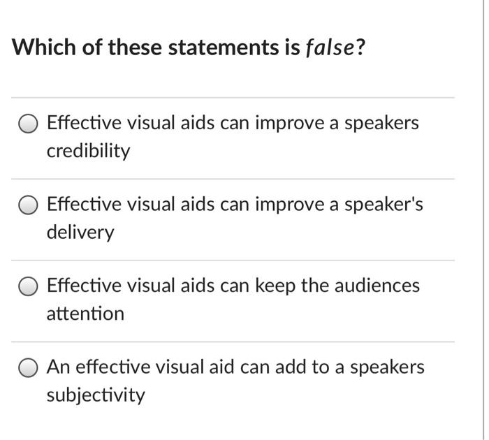 Solved Which of these statements is false? Effective visual