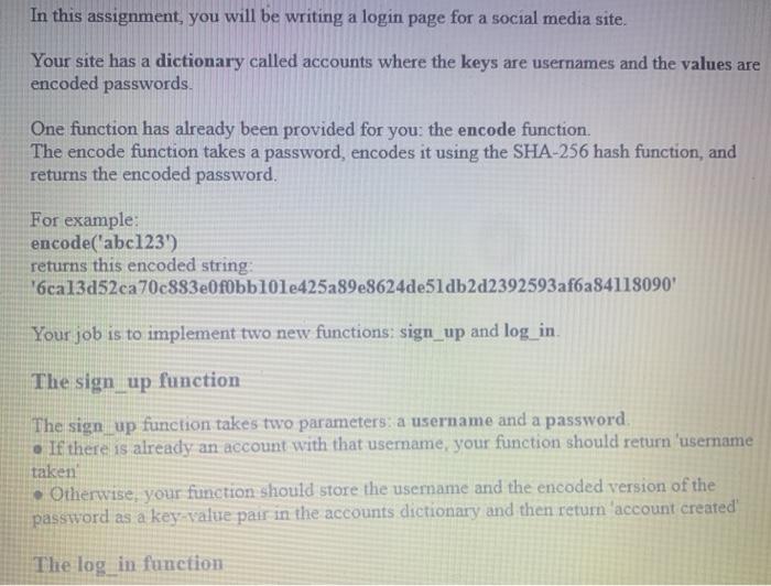 Solved In this assignment, you will be writing a login page | Chegg.com