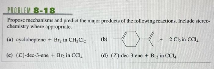 Solved PROBLEM 8-1 Predict The Major Products Of The | Chegg.com