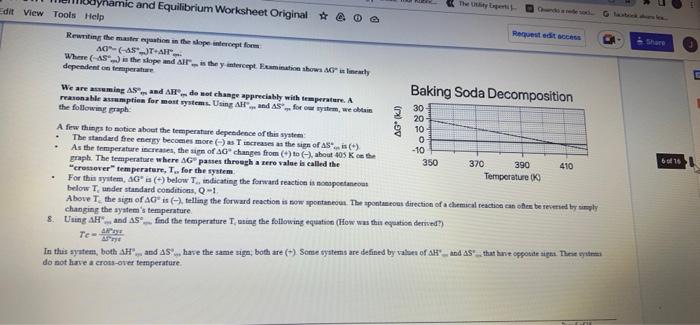 Solved Thermodynamics Worksheet For Chemistry 1B You Now | Chegg.com