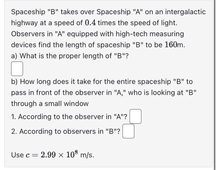 Solved Spaceship "B" Takes Over Spaceship "A" On An | Chegg.com