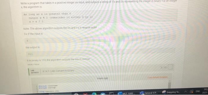 Solved Write a program that takes in a positive Integer as | Chegg.com
