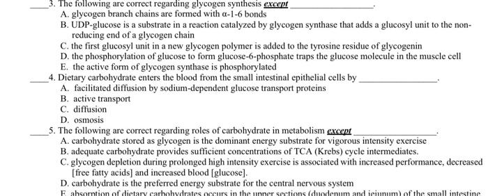 Solved 3. The Following Are Correct Regarding Glycogen 