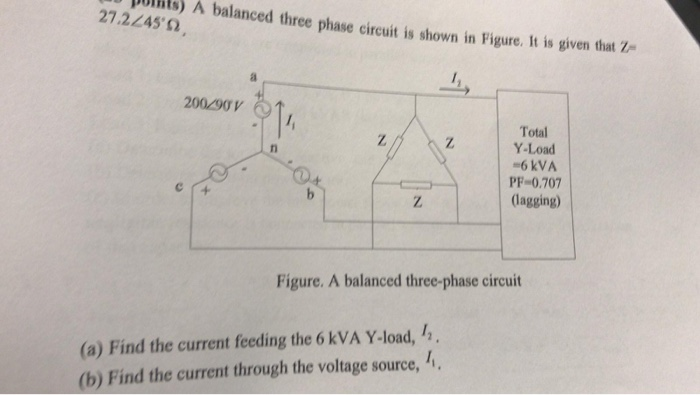 Solved points) A balanced three phase circuit is shown in | Chegg.com