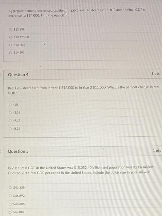 Solved Aggregate demand decreased causing the price level to | Chegg.com