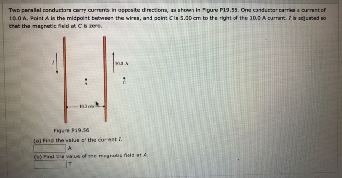 Solved Two parallel conductors carry currents in opposite | Chegg.com