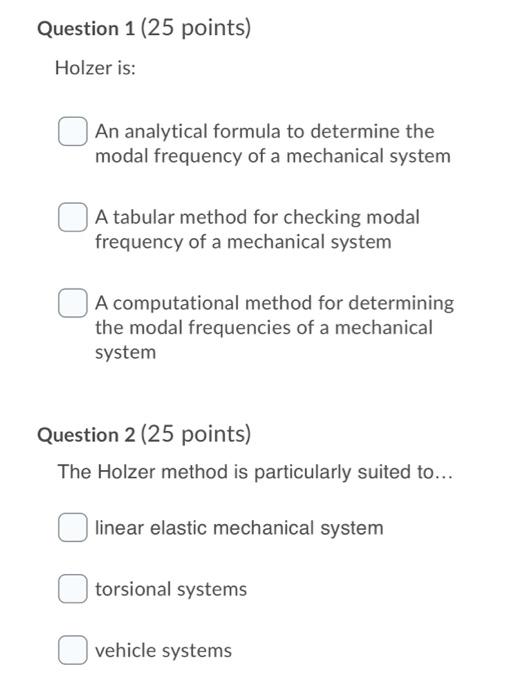 Solved Question 1 (25 points) Holzer is An analytical