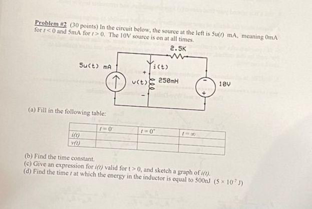 Solved Problem \#2 (30 Points) In The Circuit Below, The | Chegg.com