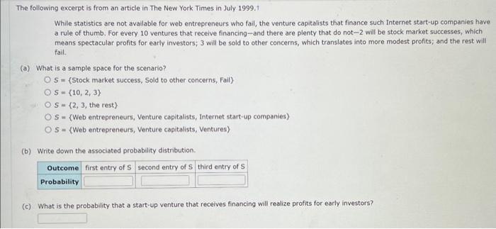 Solved The Following Excerpt Is From An Article In The New | Chegg.com