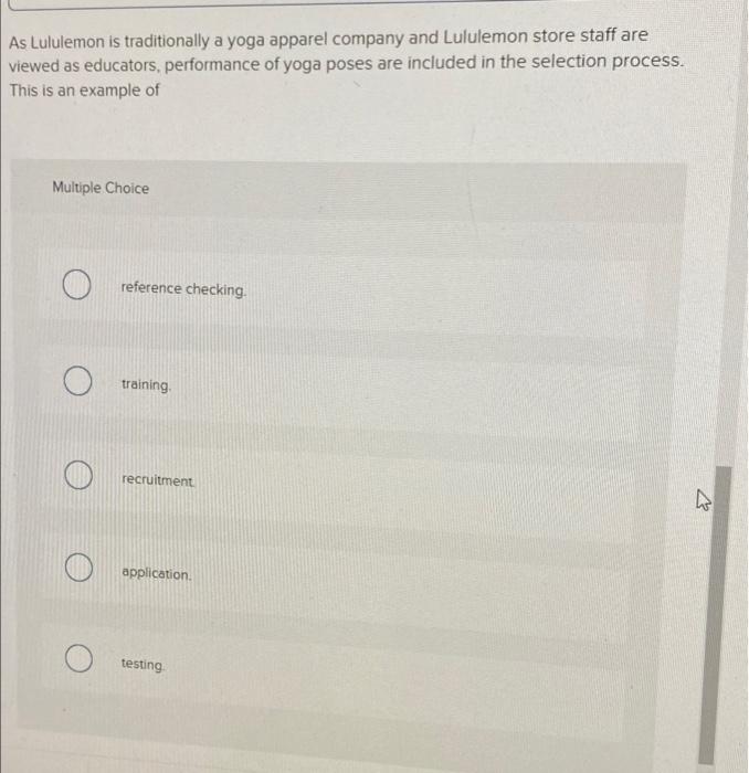 Solved Lululemon Selects for Culture Fit This activity is | Chegg.com