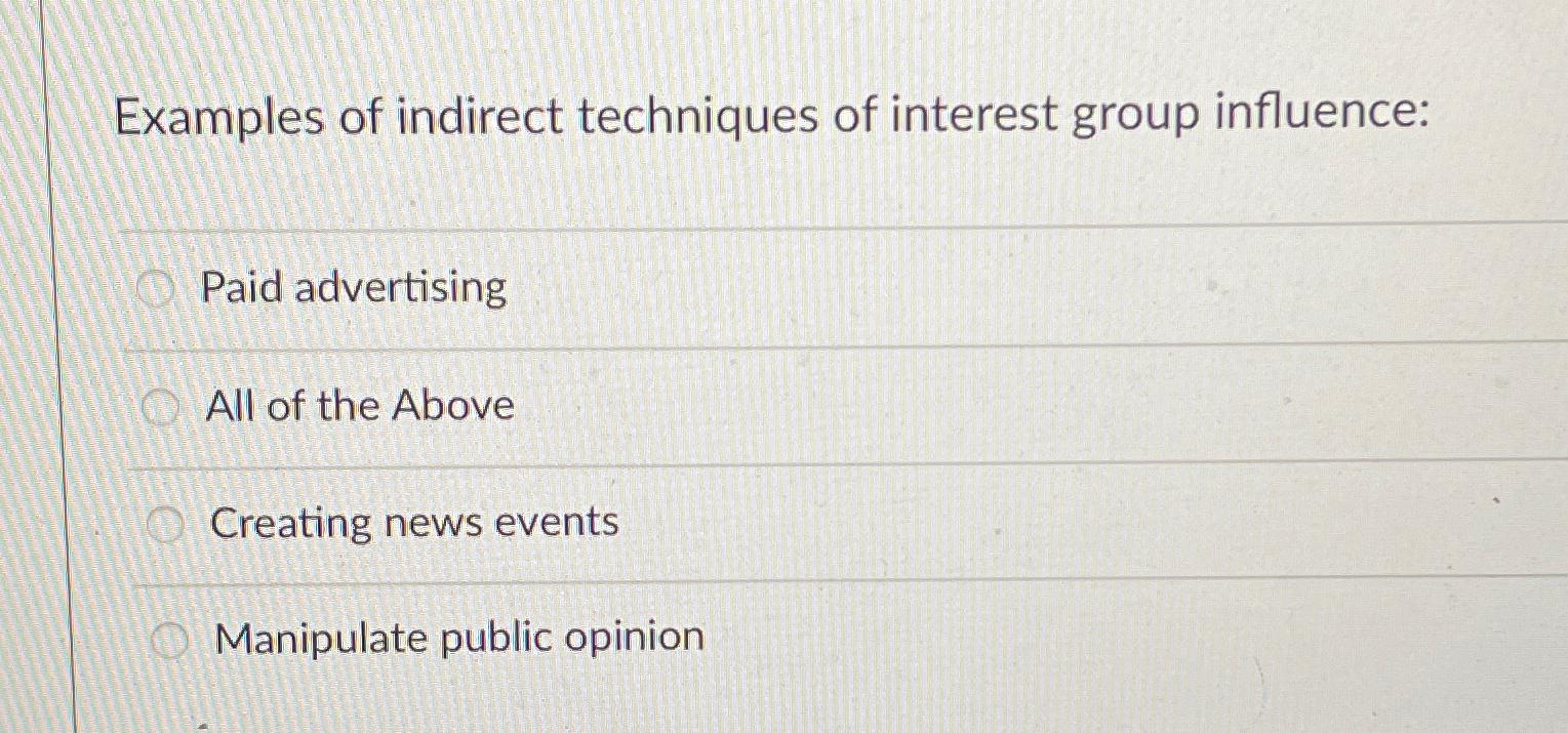 Solved Examples of indirect techniques of interest group