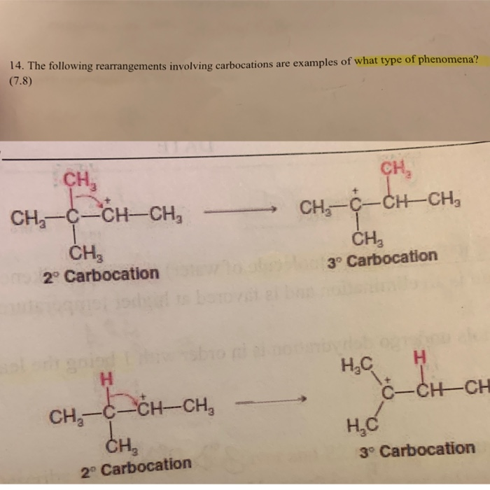 Solved the following rearrangements involving carbocations | Chegg.com