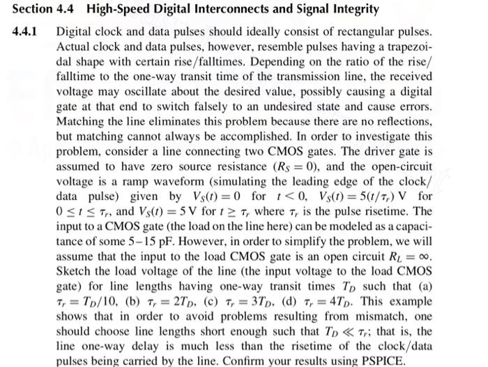 Section 4.4 High-Speed Digital Interconnects and | Chegg.com