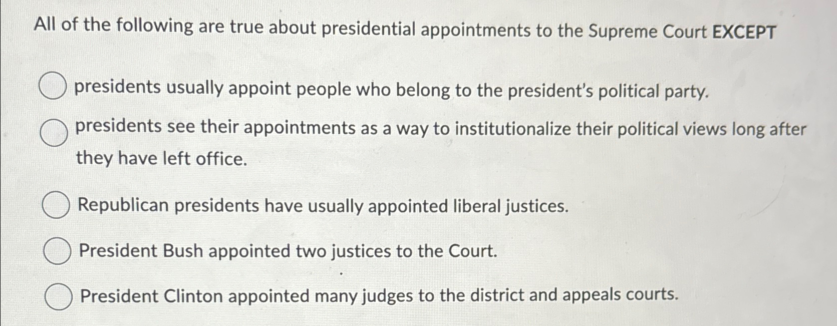 All of the following are true statements about the united states supreme court except sales