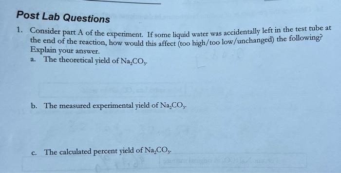 Solved Post Lab Questions 1. Consider part A of the | Chegg.com