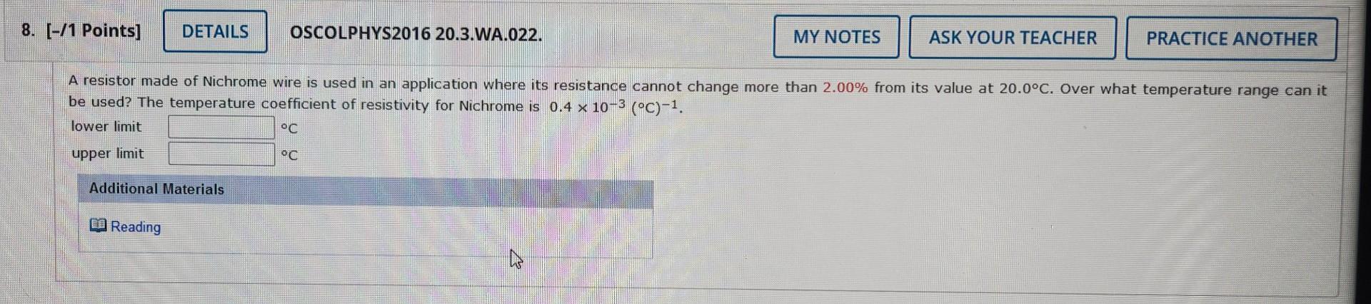 Solved be used? The temperature coefficient of resistivity | Chegg.com