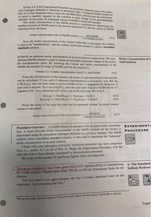 Solved Experiment 9 Prelaboratory Assignment A Volumetric | Chegg.com