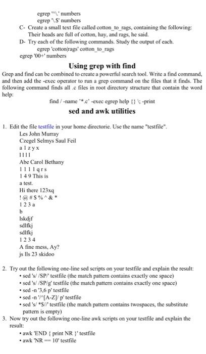 Solved Linux Unix Utilities Bash Programming Find Utility Chegg Com