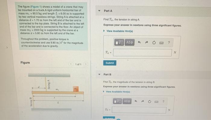 Solved Part A The figure (Figure 1) shows a model of a crane | Chegg.com