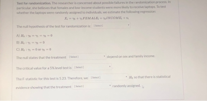 Randomization Test Questions Test for randomization. The researcher is concerned | Chegg.com