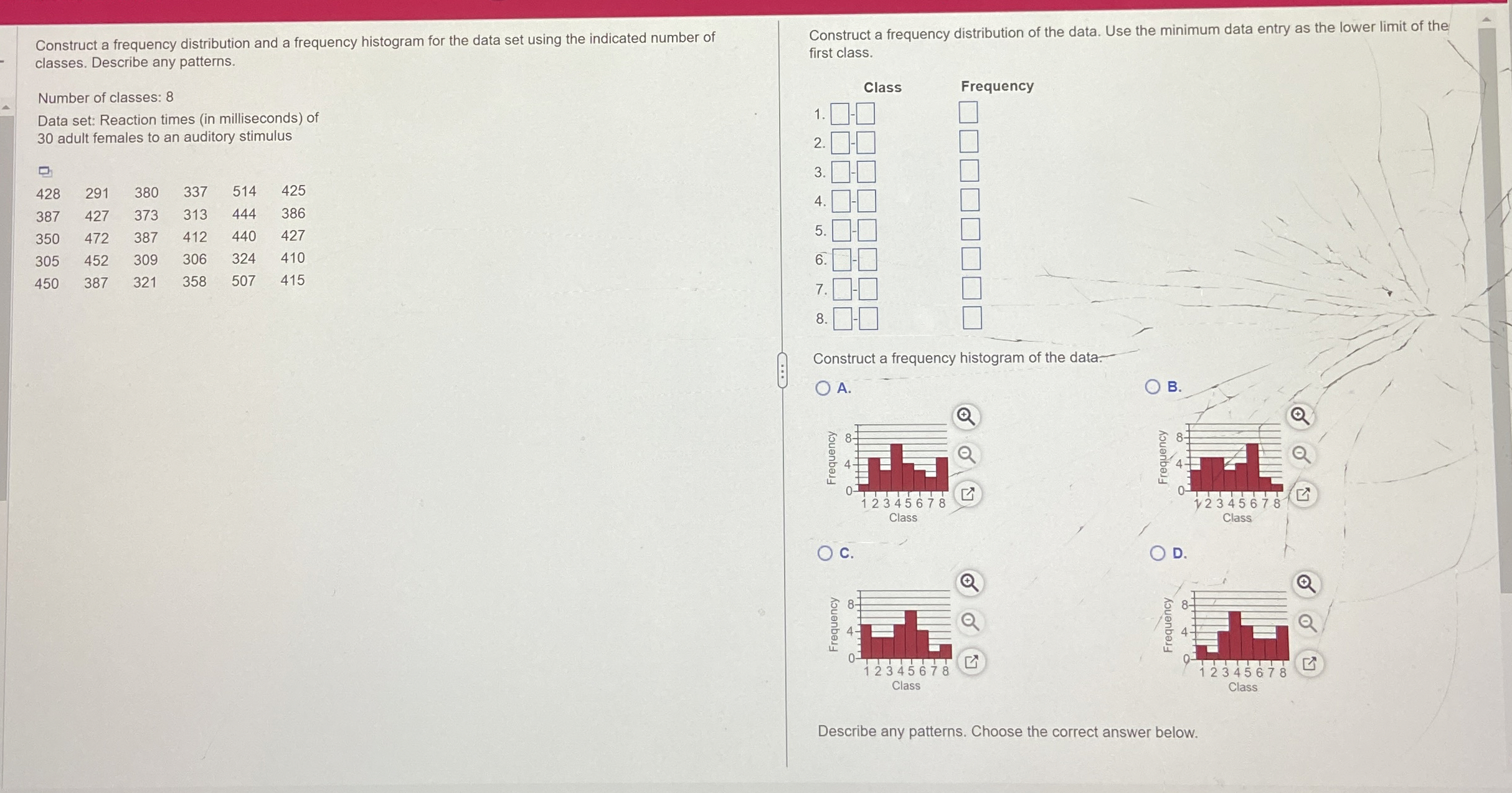 Solved Construct a frequency distribution and a frequency | Chegg.com
