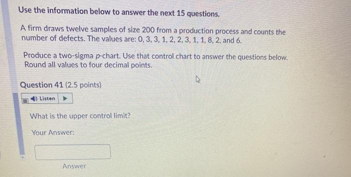 Solved Use the information below to answer the next 15 | Chegg.com