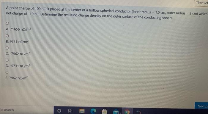 Solved Time les A point charge of 100 nC is placed at the | Chegg.com