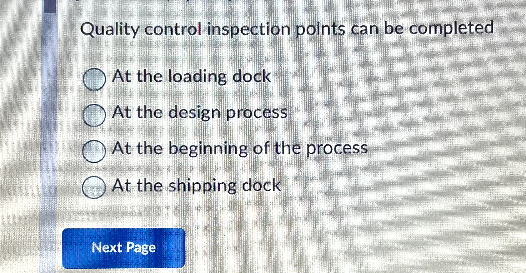Solved Quality control inspection points can be completedAt | Chegg.com