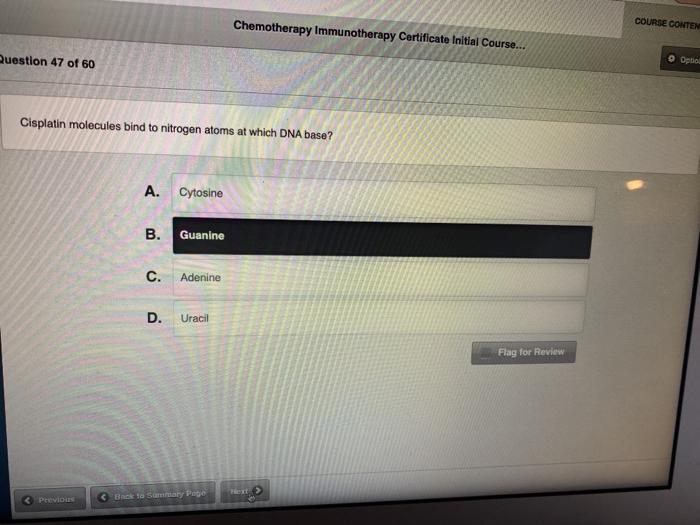 Solved COURSE CONTEN Chemotherapy Immunotherapy Certificate Chegg com