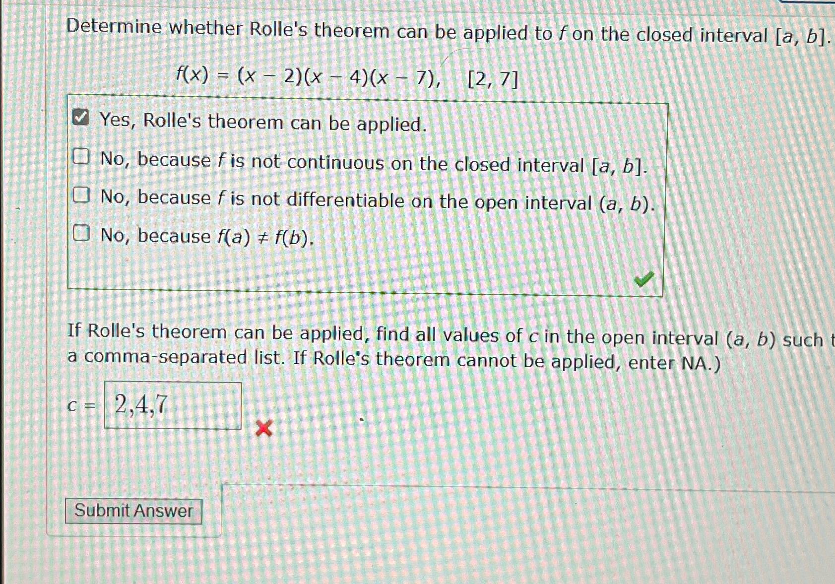 Solved Determine Whether Rolle's Theorem Can Be Applied To F | Chegg.com