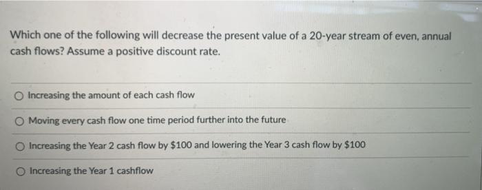 Solved Which one of the following will decrease the present | Chegg.com