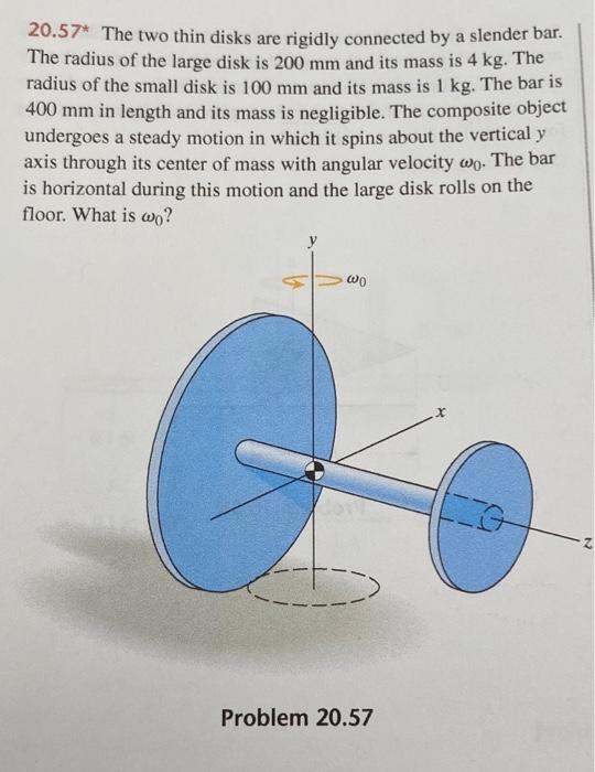 Solved 20.57* The two thin disks are rigidly connected by a | Chegg.com