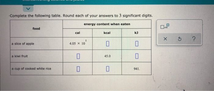 Solved Complete The Following Table Round Each Of Your 1863