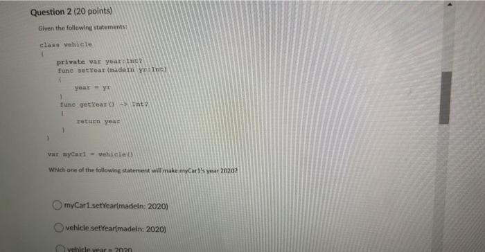 Solved Question 2 (20 points) Given the following statements | Chegg.com