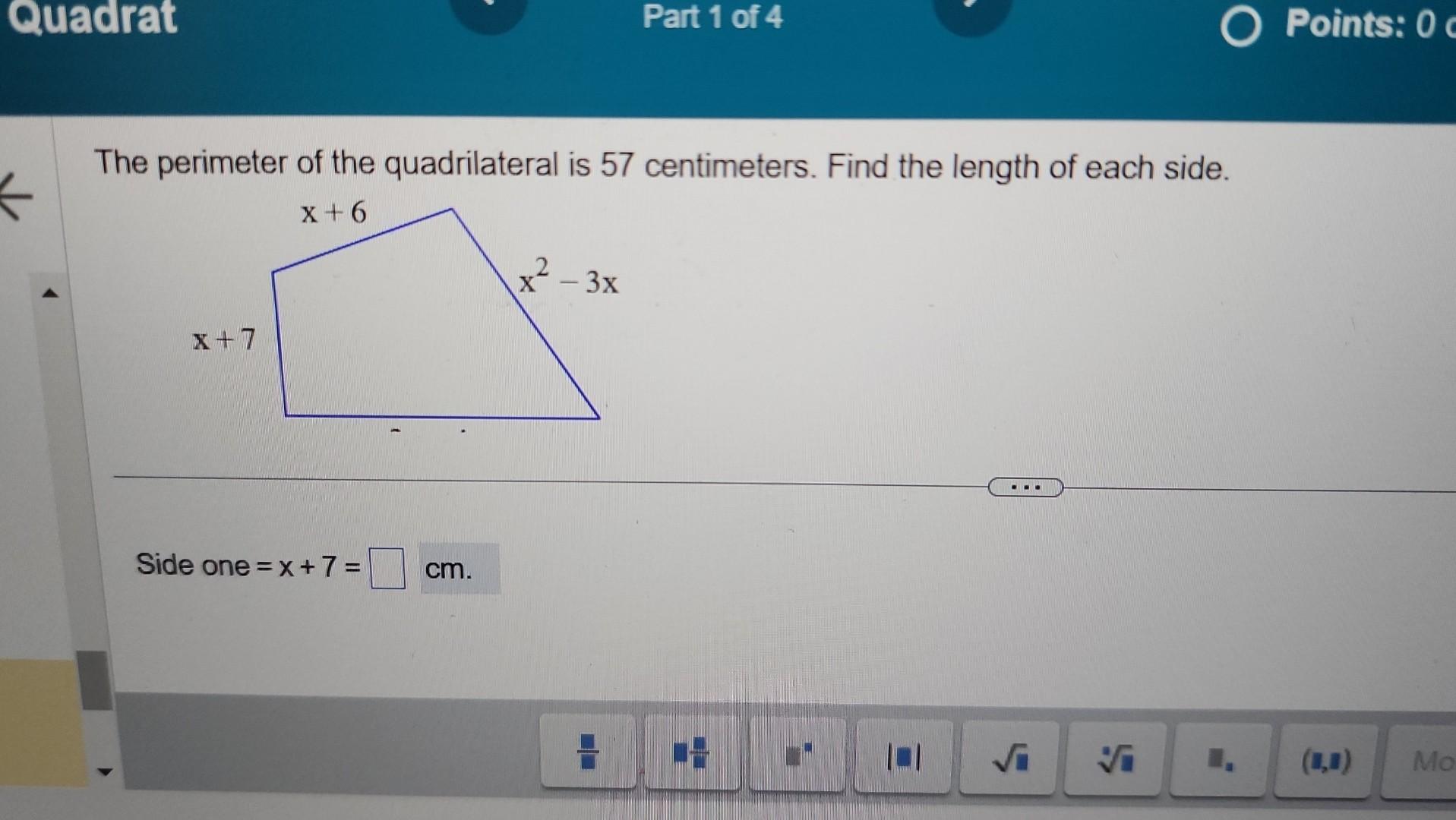 find the perimeter of a square with side length 7 cm