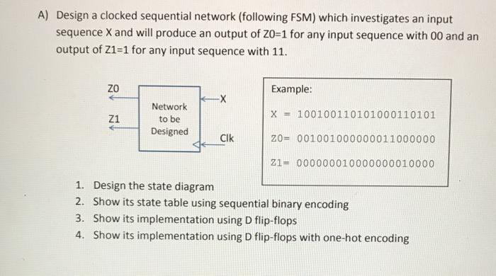 Solved A) Design a clocked sequential network (following | Chegg.com