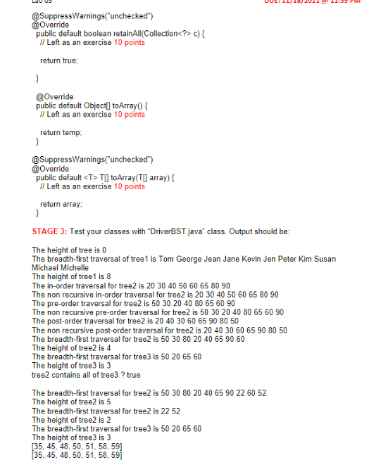Lab 05 DUE: 11/18/2021 @11:59 PM STAGE 1: Implement | Chegg.com