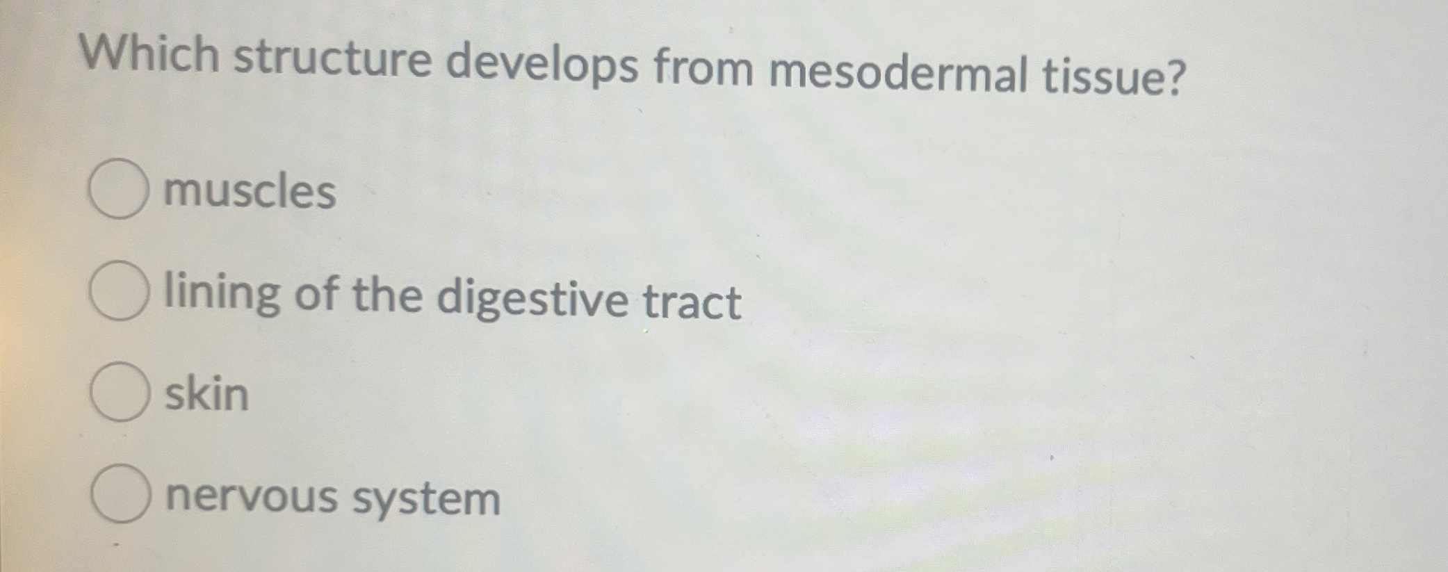 Solved Which structure develops from mesodermal | Chegg.com