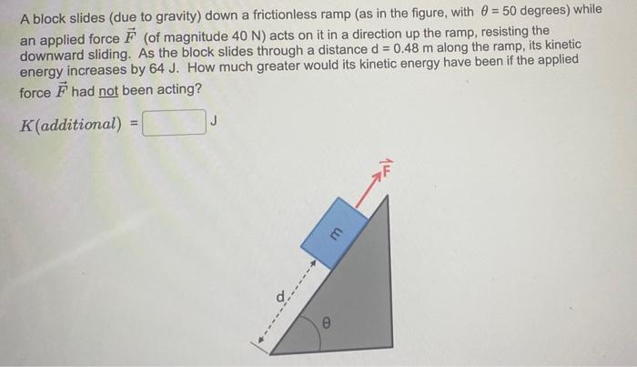 Solved A block slides (due to gravity) down a frictionless | Chegg.com