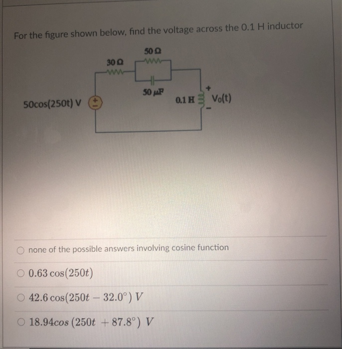 Solved For The Figure Shown Below, Find The Voltage Across | Chegg.com