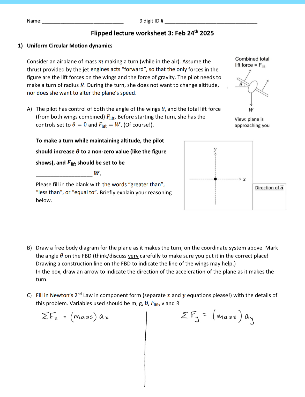 Solved Name:9 ﻿digit ID #Flipped lecture worksheet 3: Feb | Chegg.com