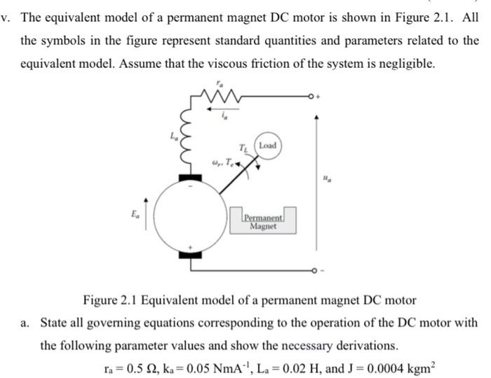 The equivalent model of a permanent magnet DC motor is shown in Figure 2.1. All the symbols in the figure represent standard