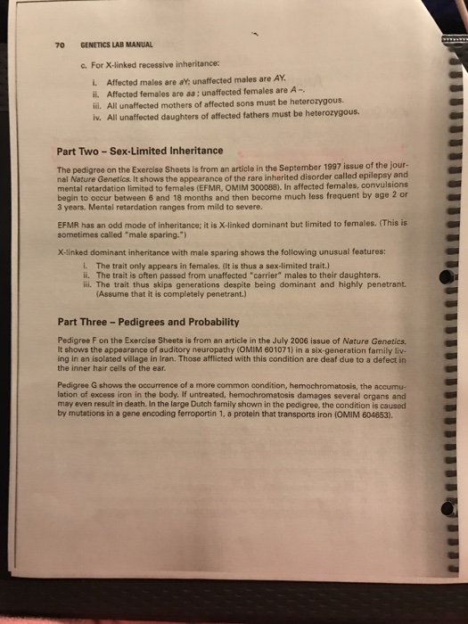 Solved ANALYSIS OF HUMAN PEDIGREES Part One - Mode of | Chegg.com